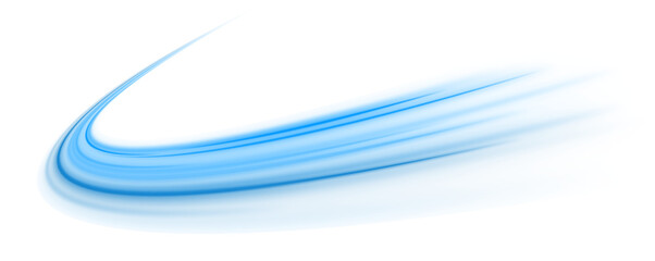 Abstract blue wave lines and glowing motion effect. Flowing waves of blue energy with glowing lights swirl, creating an impression of motion in transparent space. 