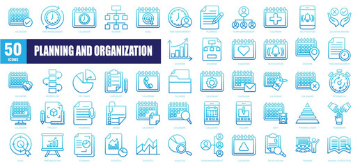 Planning And Organization Gradient icon set