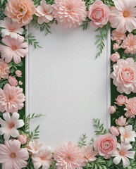 Delicate pastel pink blooms framing a white tray to create a soft serene atmosphere for your home display centerpiece for Copyspace and Text Background