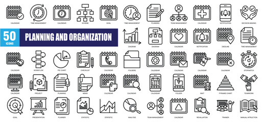 Planning And Organization icon set