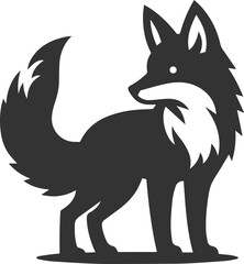 A fox standing alert with ears perked up vector animal silhouette