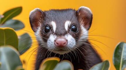 A dramatic close-up of a skunk standing in a moonlit forest, its black and white fur glowing softly under the pale blue light.