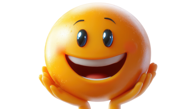 3d smiley with a smile isolated on transparent background. 