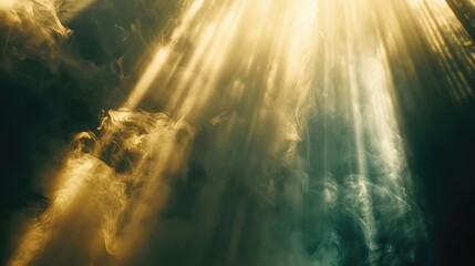 Radiant beams of light creating abstract silhouettes