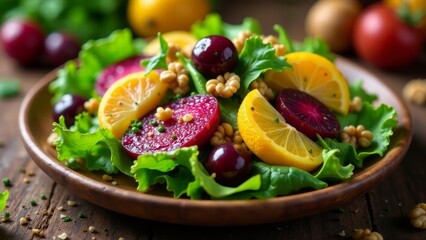 Vibrant Beet and Citrus Salad with Walnuts, a Delicious and Healthy Meal Option