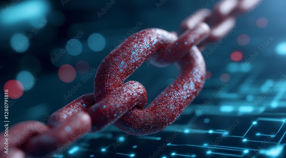 Poster digital chain link security cyber data protection network safety abstract technology