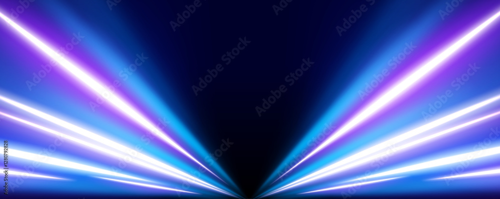 Poster neon rays vector abstract background. futuristic technological style with glowing neon lines and hig