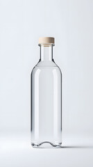 Glass clear bottle of water mock up, packaging template, isolated on white background