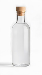 Glass clear bottle of water mock up, packaging template, isolated on white background