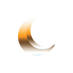 Simple and elegant illustration of a crescent moon with a golden gradient, isolated on a white background.