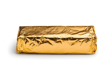 Fototapeta premium Golden foil bar isolated on white