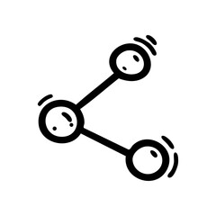 Black and white hand drawn doodle of a share icon. Perfect for social media, networking, connection, communication, digital marketing, content sharing, collaboration, and UI/UX design.