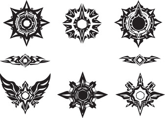 A set of futuristic items. Hand drawn vector illustration