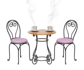 French sidewalk cafe concept with isolated scene on transparent background - 3d PNG illustration