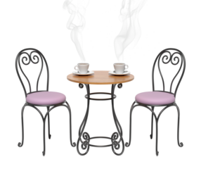 French sidewalk cafe concept with isolated scene on transparent background - 3d PNG illustration