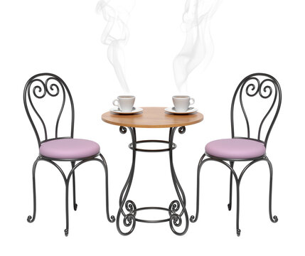 French sidewalk cafe concept with isolated scene on transparent background - 3d PNG illustration