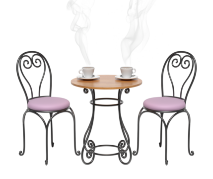 French sidewalk cafe concept with isolated scene on transparent background - 3d PNG illustration