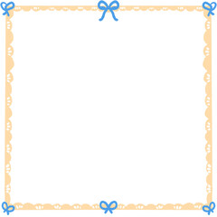 Blue Ribbon Bow Border Girly Cute Coquette