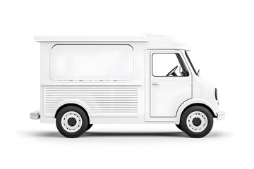 White food truck side view isolated white background