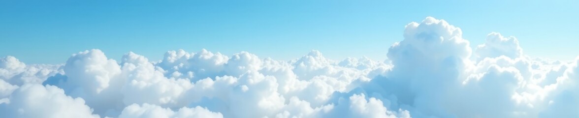 A vast expanse of white clouds stretches across the pale blue sky, puffy, sky, covering