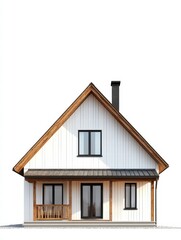 Modern House Exterior: A detailed architectural rendering of a contemporary home, showcasing clean lines, a welcoming entrance, and natural wood accents, against an open backdrop.