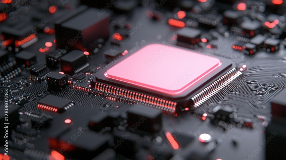 Aufkleber close up of circuit board microchip technology ai data innovation future digital e