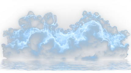 a group of clouds floating in the water