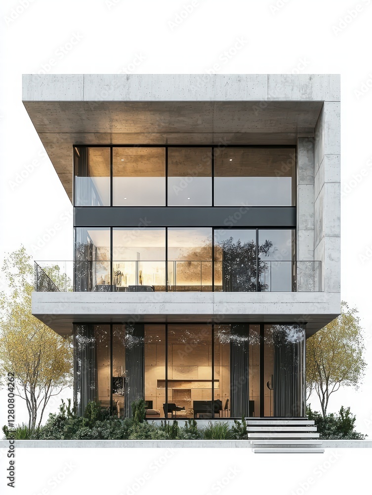 Poster modern architecture: a sleek, modern building with large glass windows and a minimalist design showc
