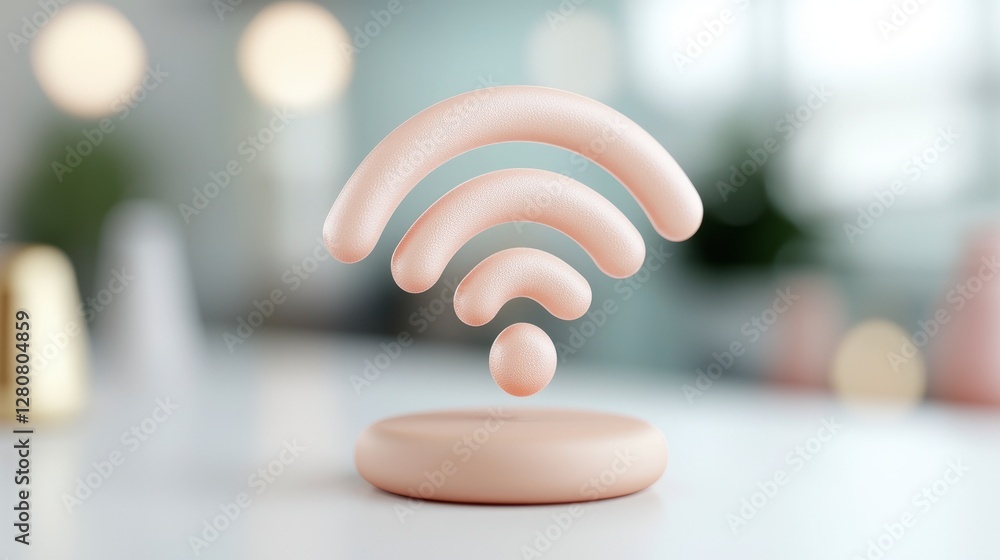 Poster 3d wifi symbol wireless network internet connection technology icon digital communicat