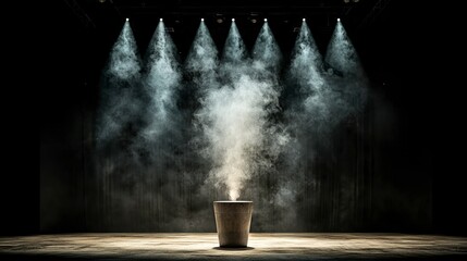 Dramatic Stage Lighting with Smoke and Spotlight Effects