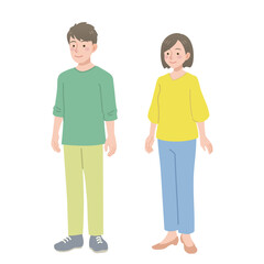 Fototapeta premium 男女の全身イラスト