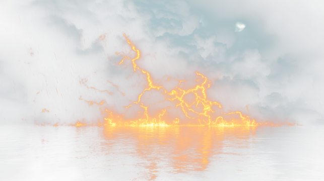 a large explosion of fire and water