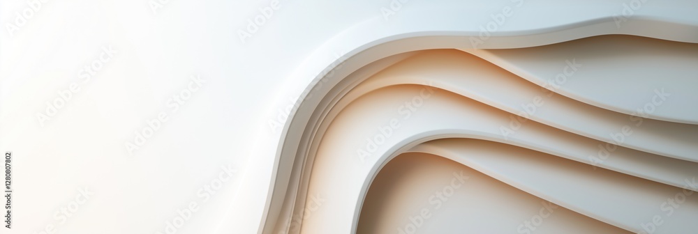 Poster a white background with a series of white lines. the lines are curved and appear to be made of paper