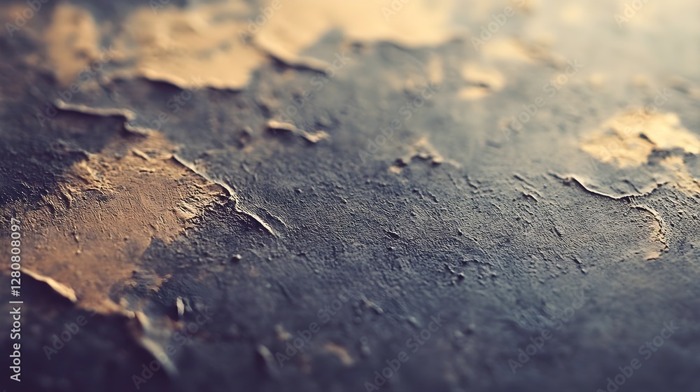 Poster distressed surface: a close-up of weathered paint and eroded texture with layers of aged and grunge.