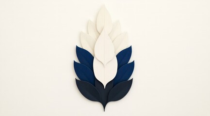 Elegant Minimalist Blue   White Leaf Design  Flat Lay  Nature  Abstract Background