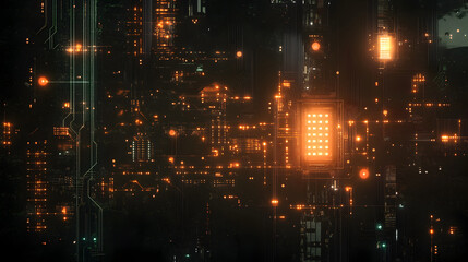 circuit board with AI-powered systems integrated into a high-tech device 