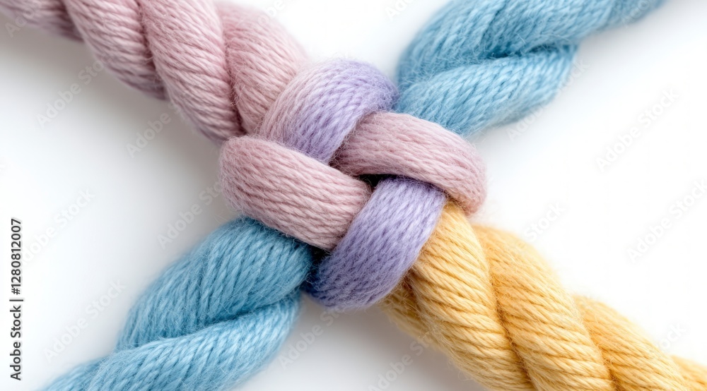 Poster pastel rope unity intertwined threads teamwork connection
