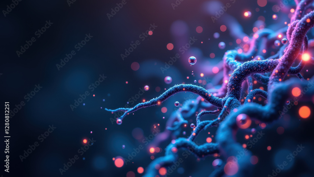 Poster a captivating microscopic view of a neuron cell, revealing its intricate structure. this is a high-r