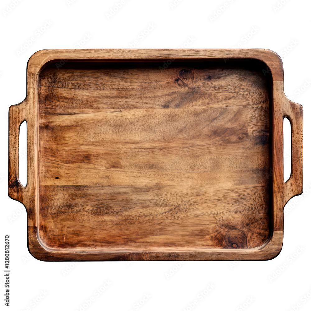 Poster serving tray with handles isolated on transparent background