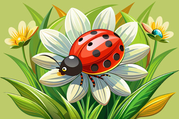 vector of ladybug on a flower