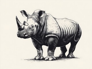 Obraz premium Detailed Illustration of a Rhinoceros