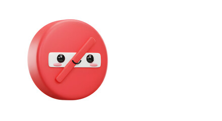 Cute Red Stop Sign with a Funny Face and Expression