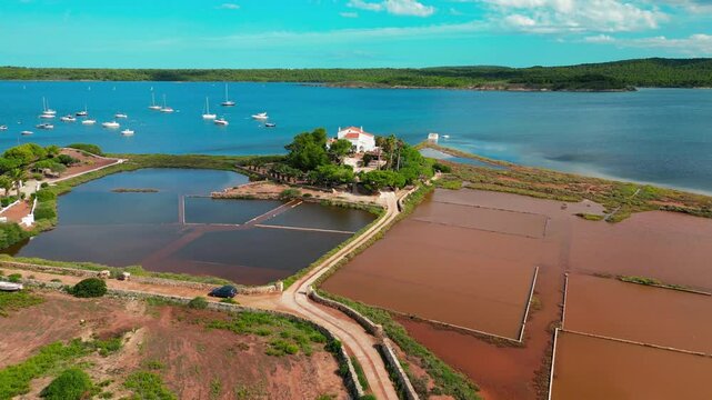 The Fornells salt pans in Menorca, Balearic Islands