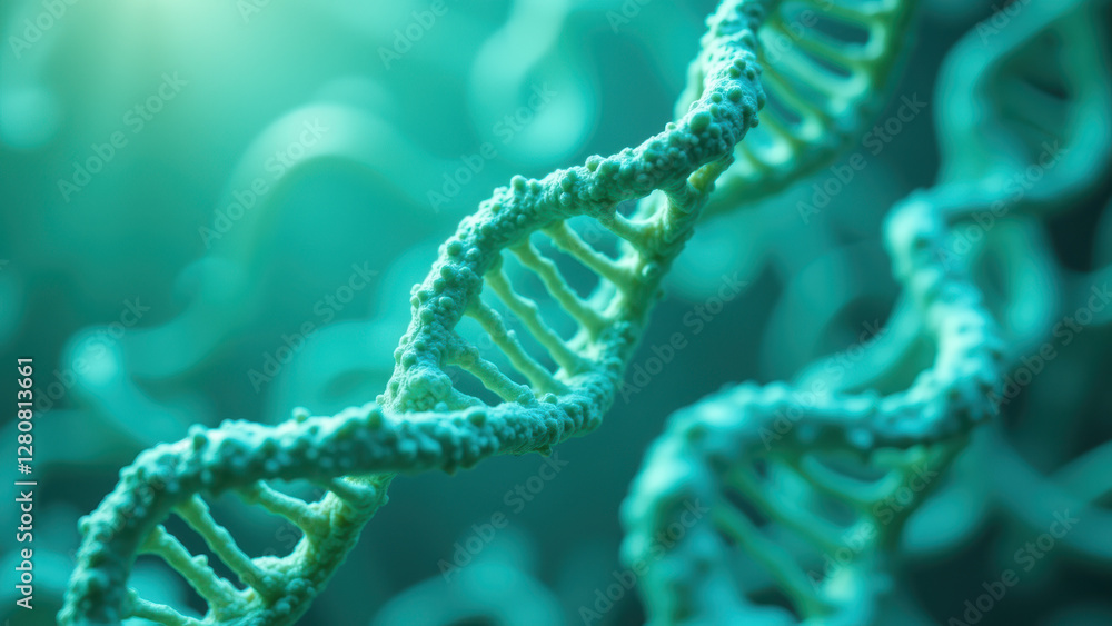 Poster close-up view of a single strand of rna with an emphasis on semaglutide structure.