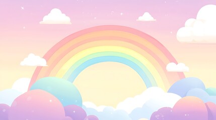 Pastel Rainbow Over Soft Cloudscape Dreamland