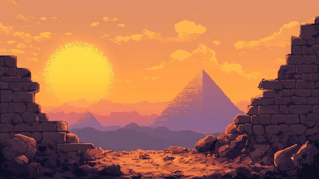 Egyptian sunset, pixelart
