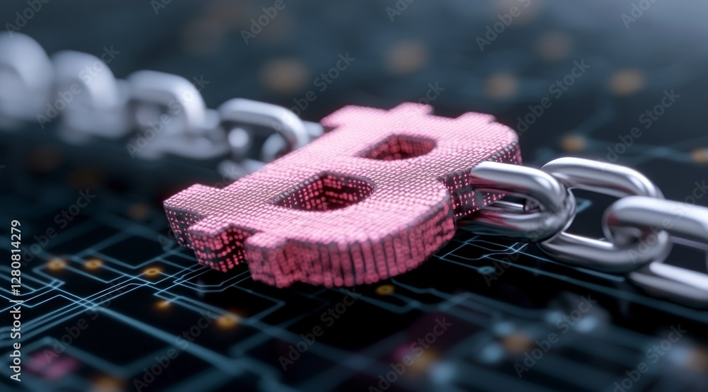 Aufkleber secure bitcoin cryptocurrency blockchain technology concept