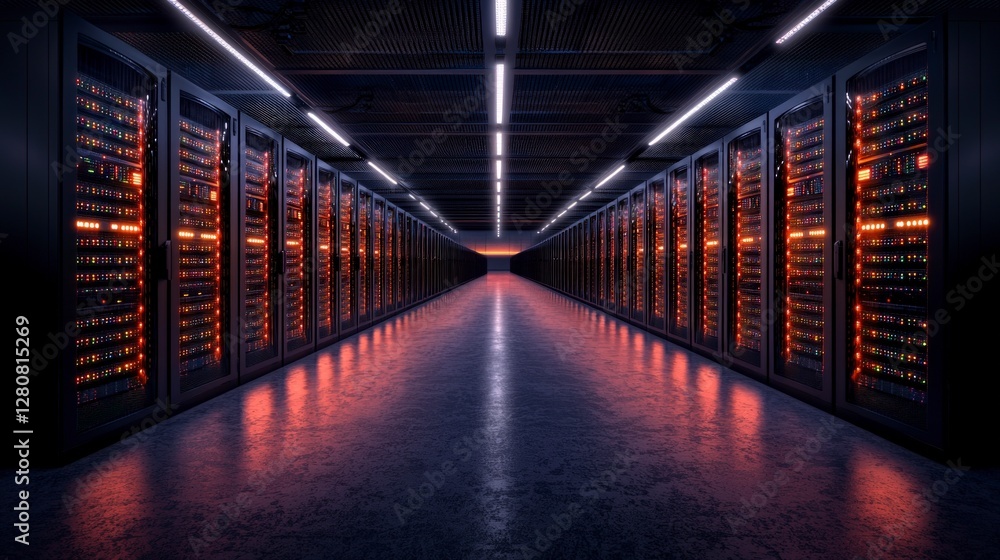 Aufkleber modern data center server room network technology infrastructure it