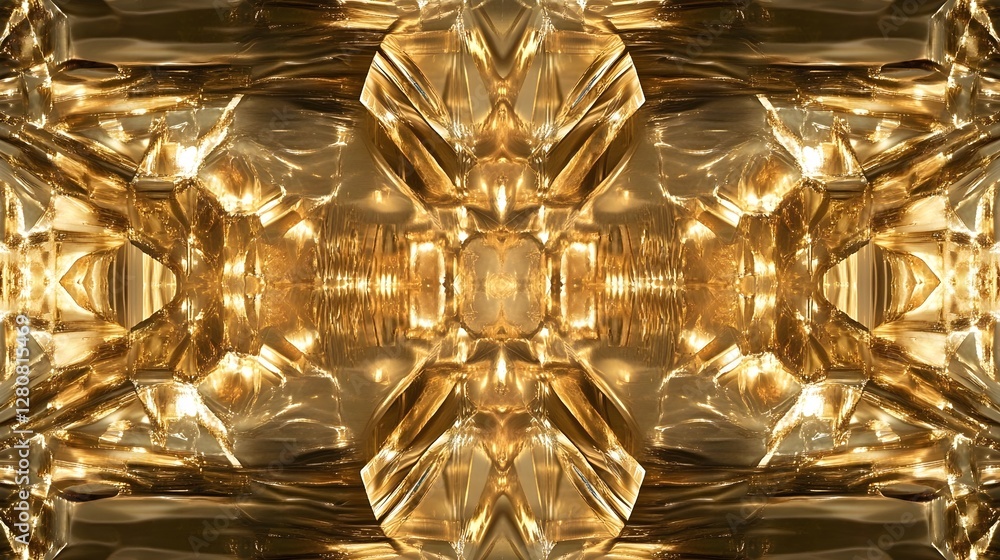 Poster golden metallic abstract background: a gleaming texture with geometric patterns and rich, luxurious 
