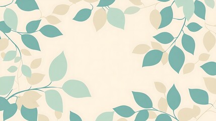 Elegant Teal and Beige Leaves Frame Design